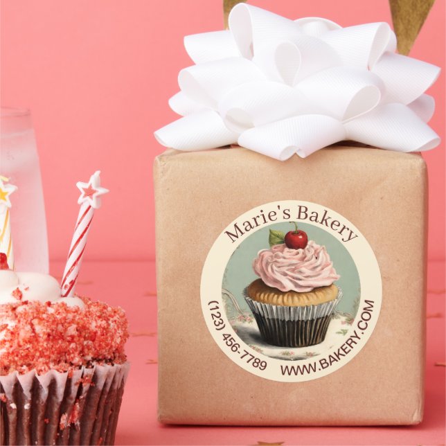Adesivo Redondo Padaria de Cupcake de Bake-Caterer de Dessert (Festa)