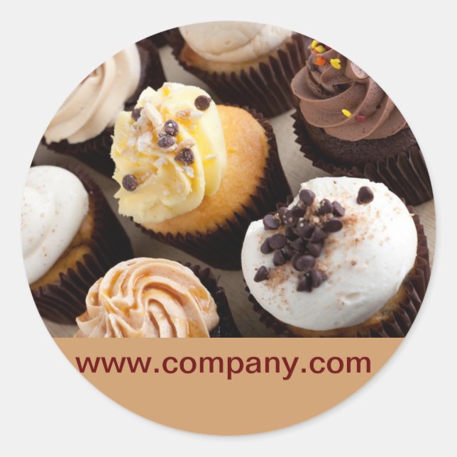 Adesivo Redondo padaria de cupcake de sobremesa moderna (Frente)