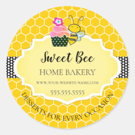 Adesivo Redondo Padaria de Cupcake Sweet Honey Bee
