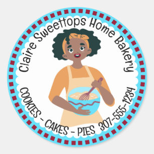 Adesivo Redondo padaria de mulheres afro-americanas da cozinha