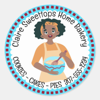 Adesivo Redondo padaria de mulheres afro-americanas da cozinha