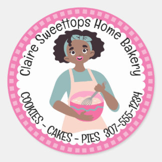 Adesivo Redondo padaria de mulheres afro-americanas da cozinha