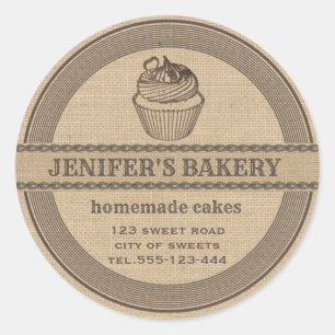 Adesivo Redondo padaria de roupa de Vintage, padaria de cupcakes c