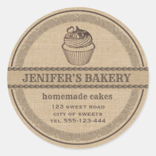 Adesivo Redondo padaria de roupa de Vintage, padaria de cupcakes c