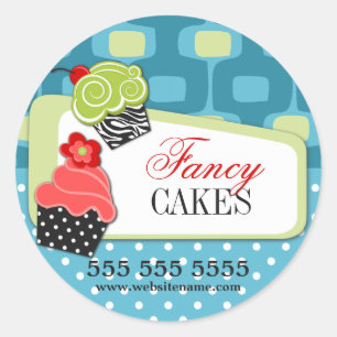 Adesivo Redondo Padaria extravagante retro do cupcake