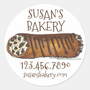 Adesivo Redondo Padaria Italiana Personalizada Chip Cannoli De Cho