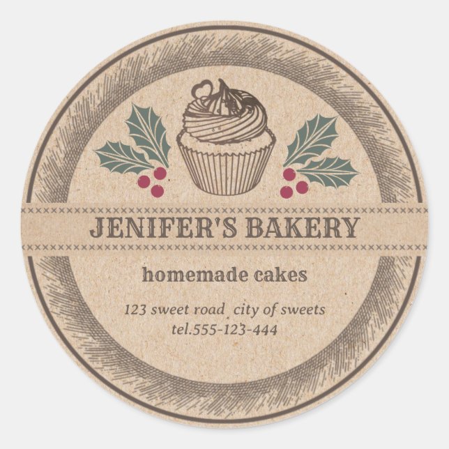 Adesivo Redondo Padaria Kraft Feriado caseiro holandês (Frente)