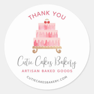Adesivo Redondo Padaria Obrigado Blush Bolo Torta Sobremesa