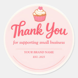 Adesivo Redondo Padaria Pink Cupcake Obrigado