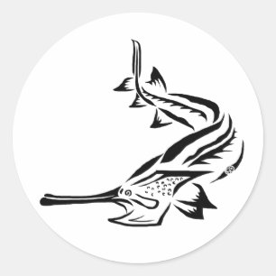 Adesivo Redondo Paddlefish & Rostrum tribais