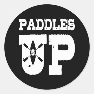 Adesivo Redondo PADDLES UP Funny Kayaking Canoe Gear Kayaker
