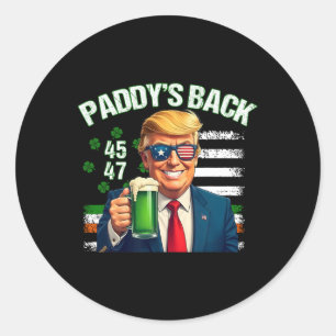 Adesivo Redondo Paddy's Back Trump 45 47 Bandeira Americana Irland