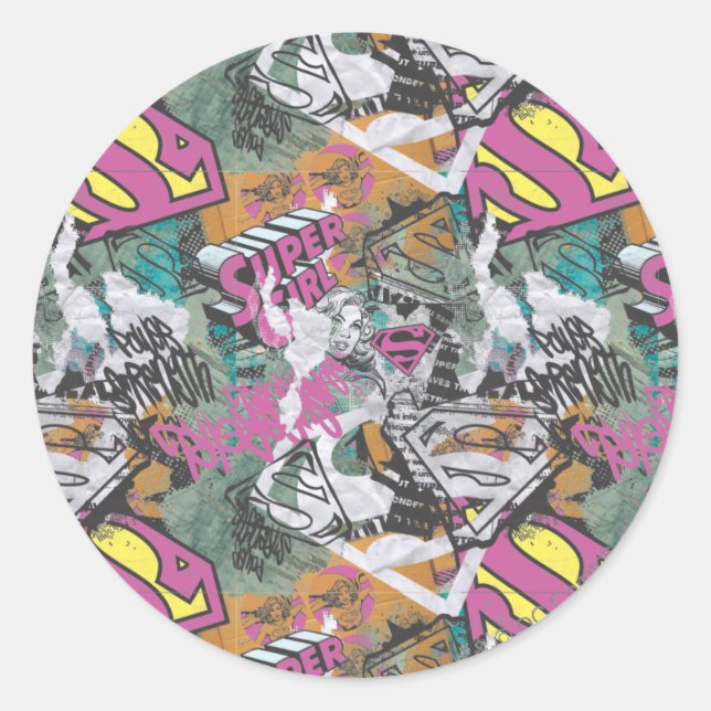 Adesivo Redondo Padrão 10 da Supergirl Comic Capers (Frente)