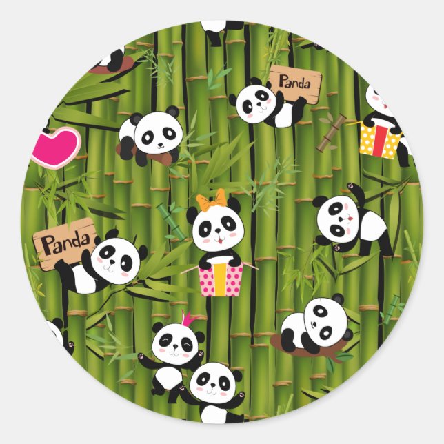 Adesivo Redondo Padrão 2 do Panda (Frente)