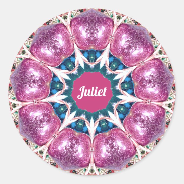 Adesivo Redondo PADRÃO Abstrato brilhante ~ Personalizado ~ (Frente)