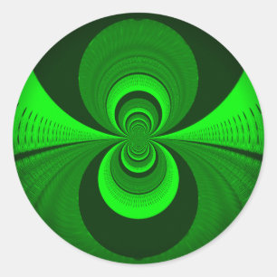 Adesivo Redondo Padrão Abstrato de Caleidoscópio Groovy Verde Bril