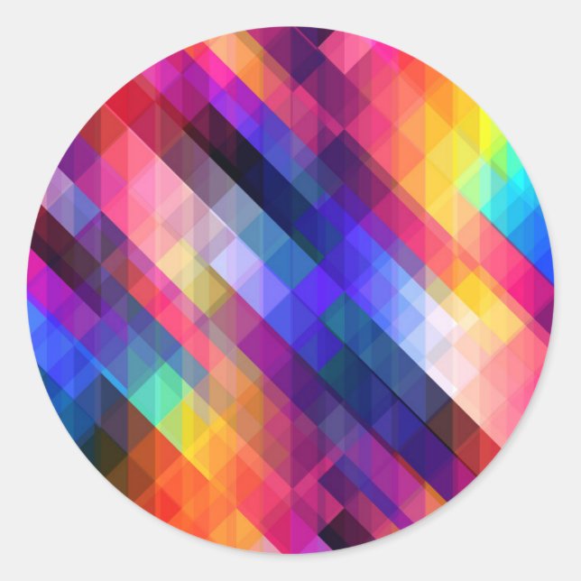 Adesivo Redondo Padrão abstrato de polígono colorido (Frente)