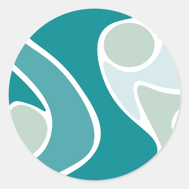 Adesivo Redondo padrão abstrato em tons azuis (Frente)