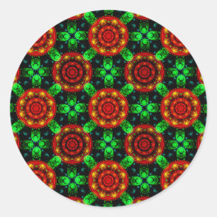 Adesivo Redondo Padrão Abstrato Floral Moderno Boho Elegante #504