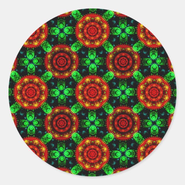 Adesivo Redondo Padrão Abstrato Floral Moderno Boho Elegante #504 (Frente)