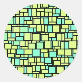 Adesivo Redondo Padrão amarelo verde geométrico