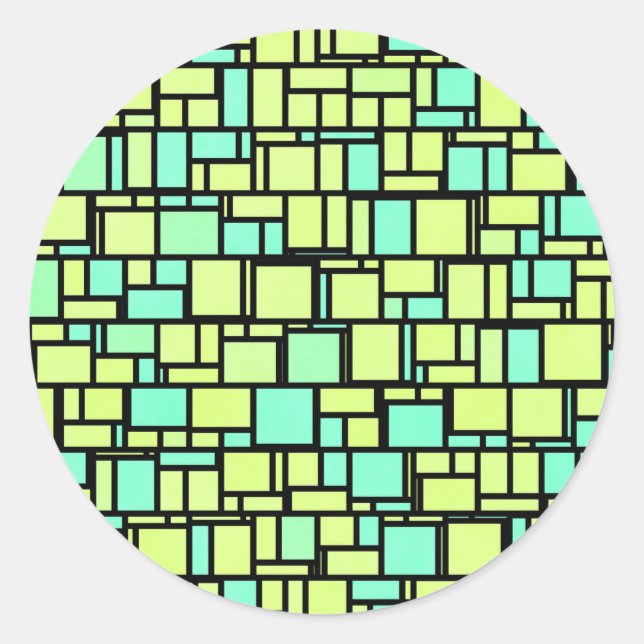 Adesivo Redondo Padrão amarelo verde geométrico (Frente)