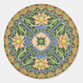 Adesivo Redondo Padrão Antigo Cloisonné Chinês: Jade Verde