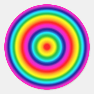 Adesivo Redondo Padrão Arco-Íris Redondo Psicodélico