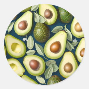 Adesivo Redondo Padrão Avocado Repetitivo com Contraste Texturizad