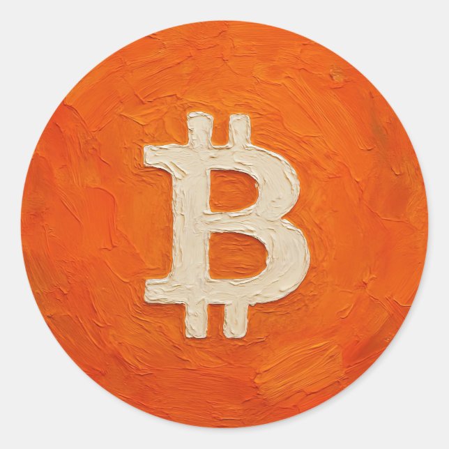 Adesivo Redondo Padrão Bitcoin (Óleo, Estilo: 3) (Frente)