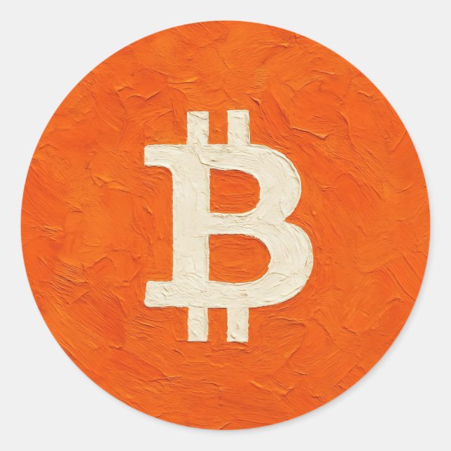 Adesivo Redondo Padrão Bitcoin (Óleo, Estilo: 4) (Frente)