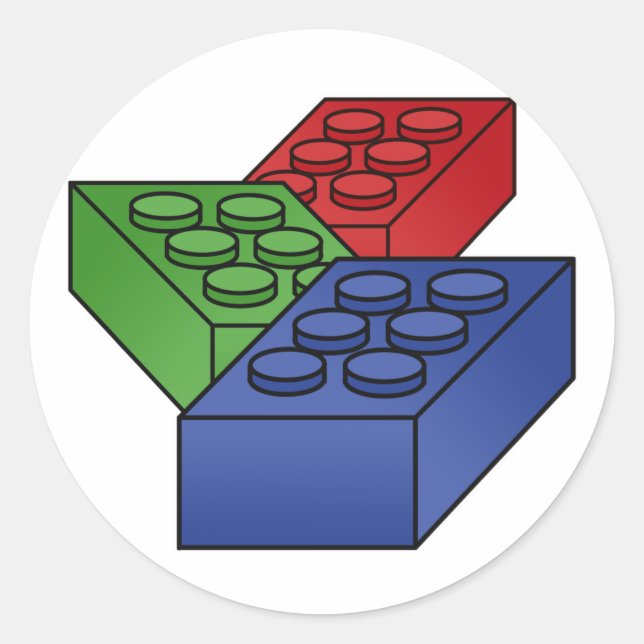 Adesivo Redondo Padrão - Blocos de Construção Brilhantes (Frente)