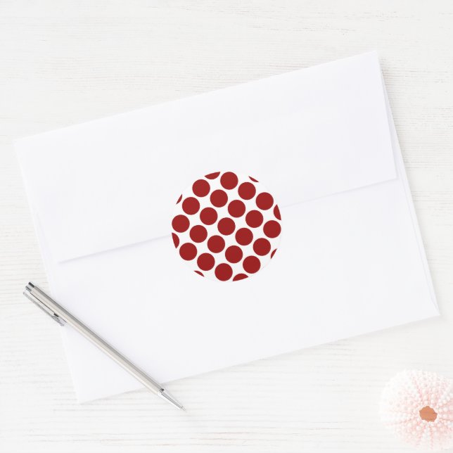 Adesivo Redondo Padrão branco vermelho bolinhas (Envelope)