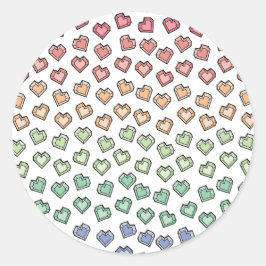 Adesivo Redondo Padrão cardíaco Bright Pastel Rainbow Gemstone