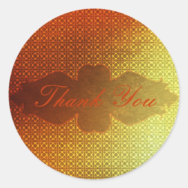 Adesivo Redondo Padrão Celtico Contemporâneo Laranja (Frente)