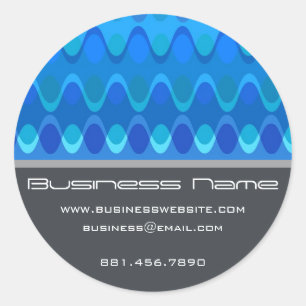 Adesivo Redondo Padrão Chevron Azul Funky Groovy Zig Zag Waves