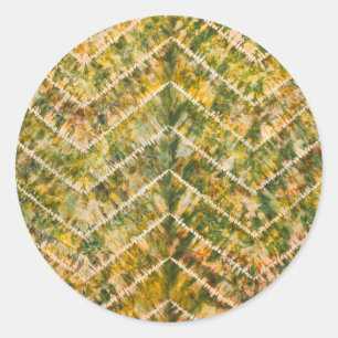 Adesivo Redondo Padrão Chevron de Tinta Dye Verde e Dourado