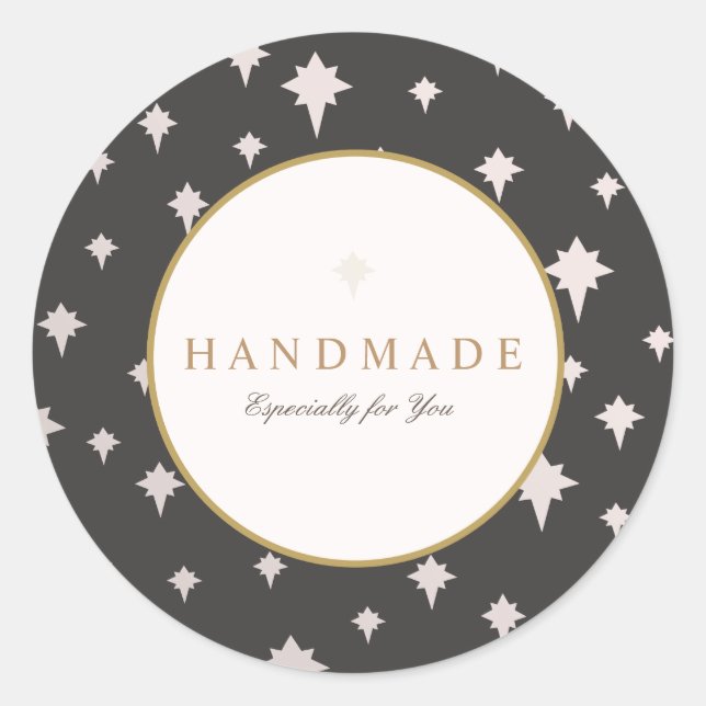 Adesivo Redondo Padrão Chic Upscale Silver Stars (Frente)