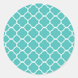 Adesivo Redondo Padrão Clássico do Teal Marroquino