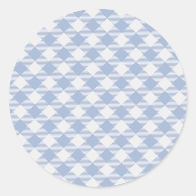 Adesivo Redondo Padrão clássico Gingham azul verificado (Frente)