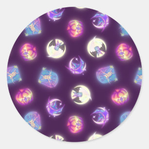 Adesivo Redondo Padrão Colorido de Desenho de Gatos Cortantes de 