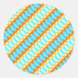 Adesivo Redondo Padrão Colorido Turquesa Azul Laranja Amarelo