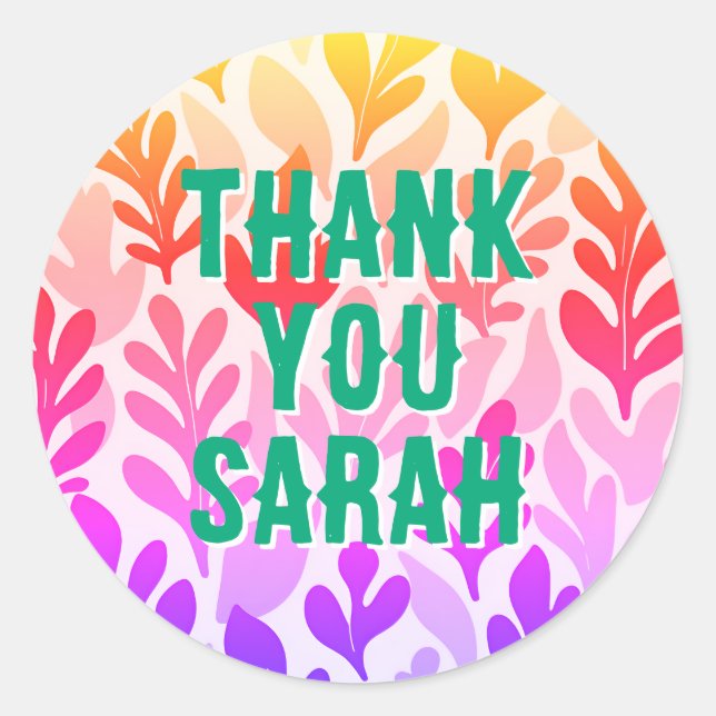 Adesivo Redondo padrão da natureza do pôr do sol obrigado que você (Frente)