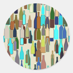 Adesivo Redondo Padrão das garrafas de vinho, multicoloração, b