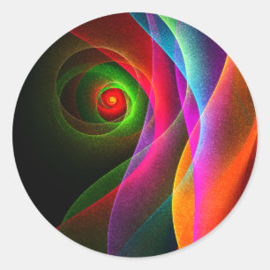 Adesivo Redondo Padrão de Abstrato de Arte Vermelho Verde Laranja