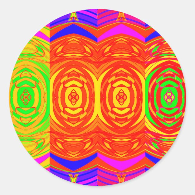 Adesivo Redondo Padrão de Abstrato de cores neon (Frente)