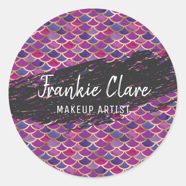 Adesivo Redondo Padrão de Abstrato de Escala de Sereia Chic (Frente)