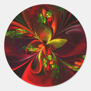 Adesivo Redondo Padrão de Abstrato Floral Verde Moderno #05