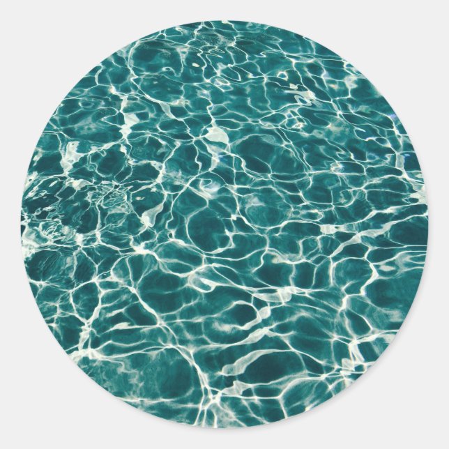 Adesivo Redondo Padrão de água azul (Frente)