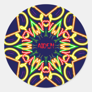 Adesivo Redondo Padrão de Alienígena AIDEN ~Fluoro ~ Personalizado